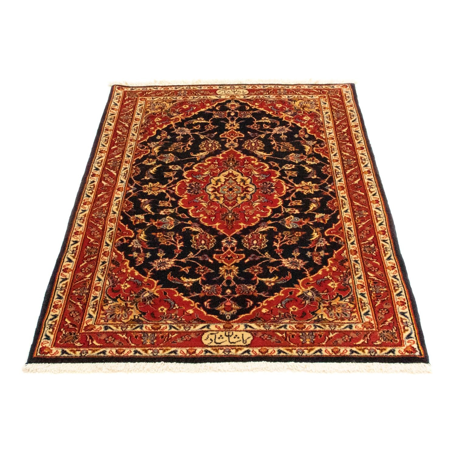 Alfombra persa - Keshan - 115 x 83 cm - azul oscuro