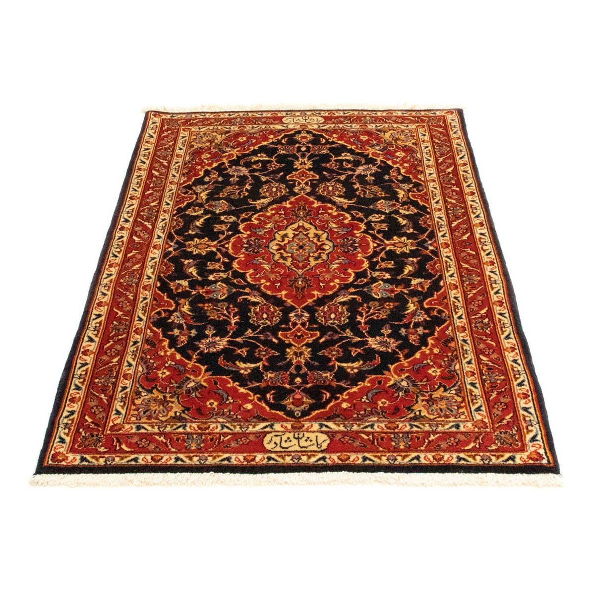 Alfombra persa - Keshan - 115 x 83 cm - azul oscuro
