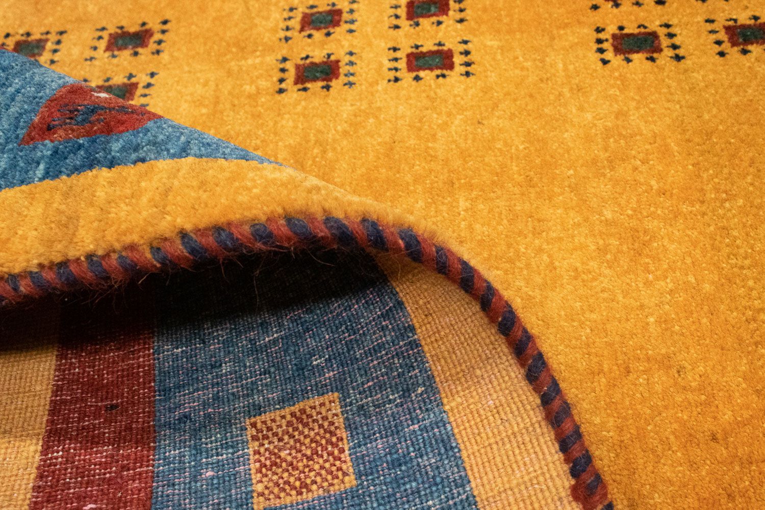 Alfombra de pasillo Alfombra Gabbeh - Loribaft Persa - 194 x 103 cm - oro