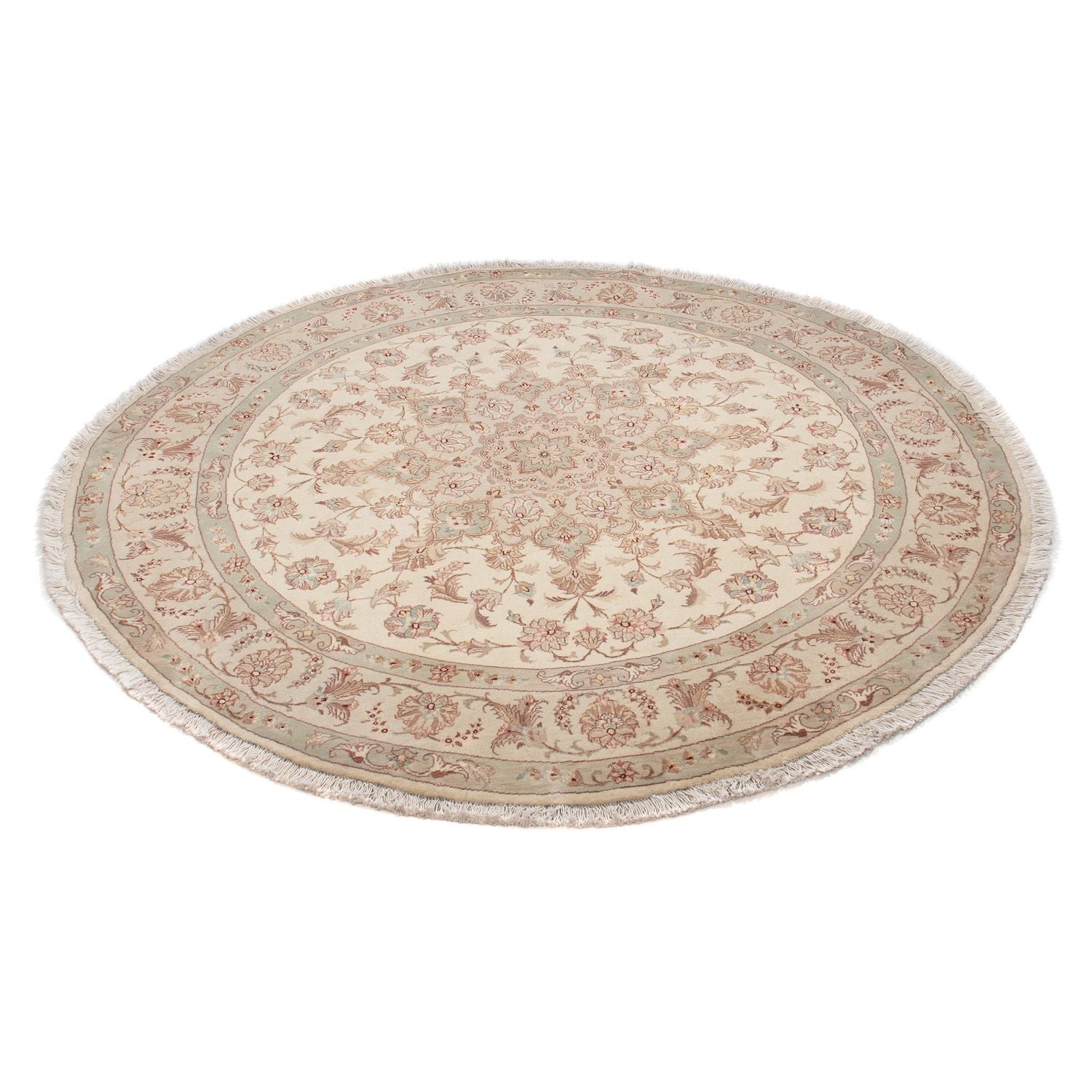 Alfombra Persa - Tabriz - Real redondo  - 146 x 146 cm - beige