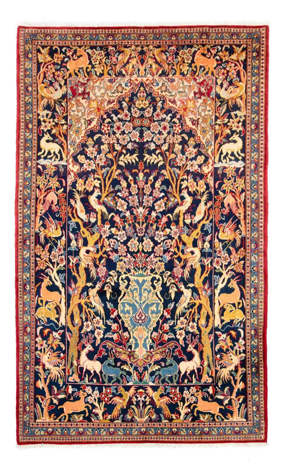 Alfombra persa - Ghom - 217 x 134 cm - azul oscuro