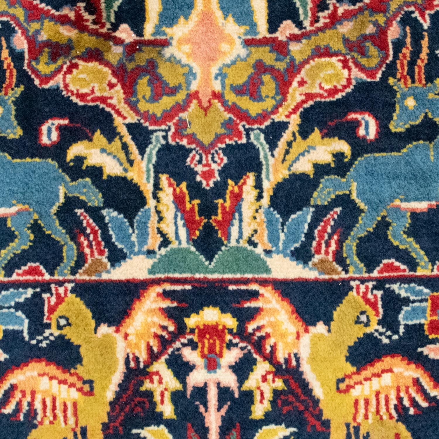 Alfombra persa - Ghom - 217 x 134 cm - azul oscuro
