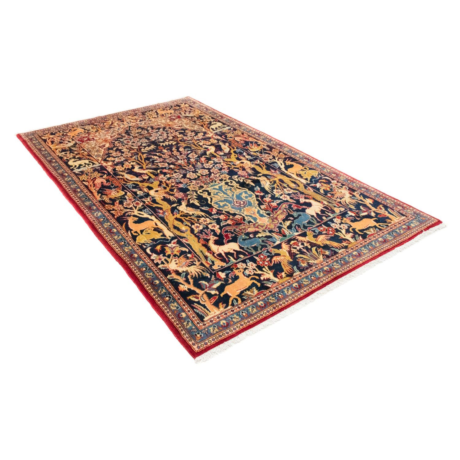 Alfombra persa - Ghom - 217 x 134 cm - azul oscuro