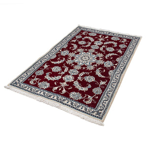 Alfombra persa - Nain - 142 x 95 cm - rojo oscuro