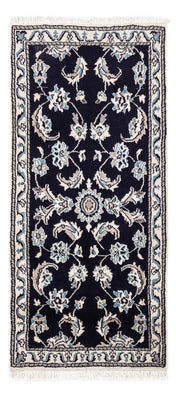 Alfombra persa - Nain - 142 x 66 cm - azul oscuro
