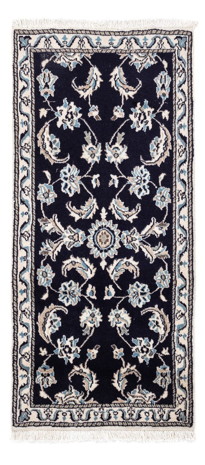 Alfombra persa - Nain - 142 x 66 cm - azul oscuro
