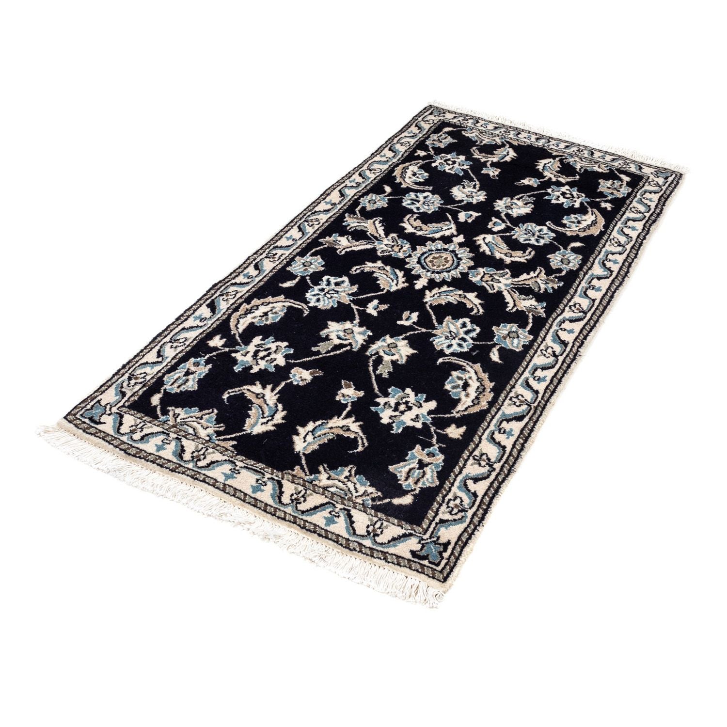 Alfombra persa - Nain - 142 x 66 cm - azul oscuro
