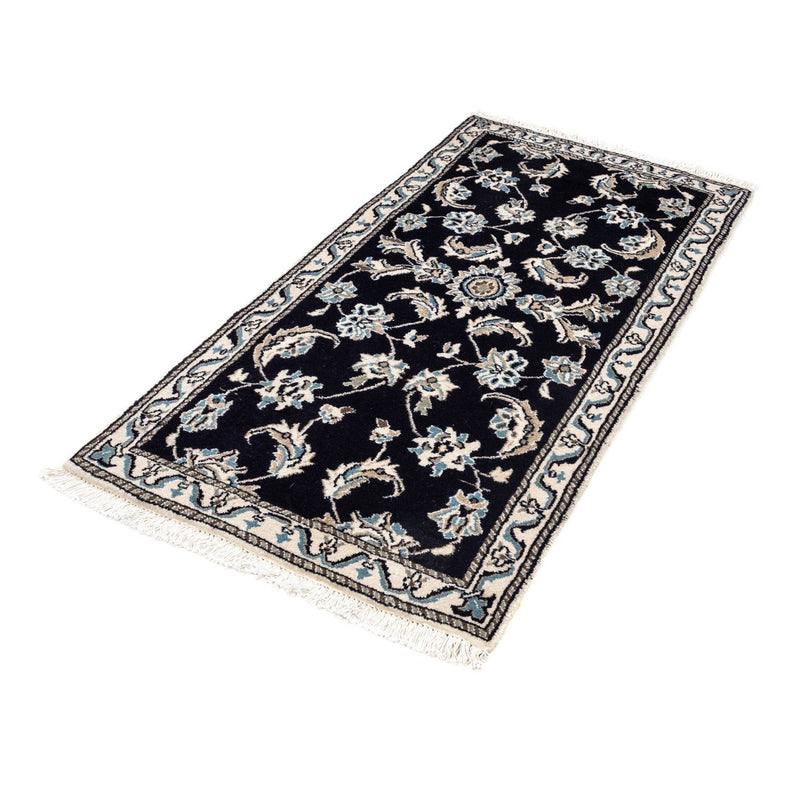 Alfombra persa - Nain - 142 x 66 cm - azul oscuro