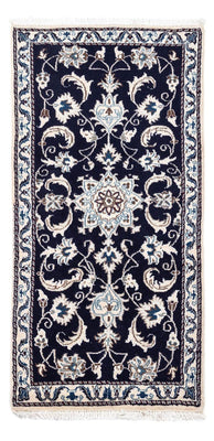 Alfombra persa - Nain - 136 x 68 cm - azul oscuro