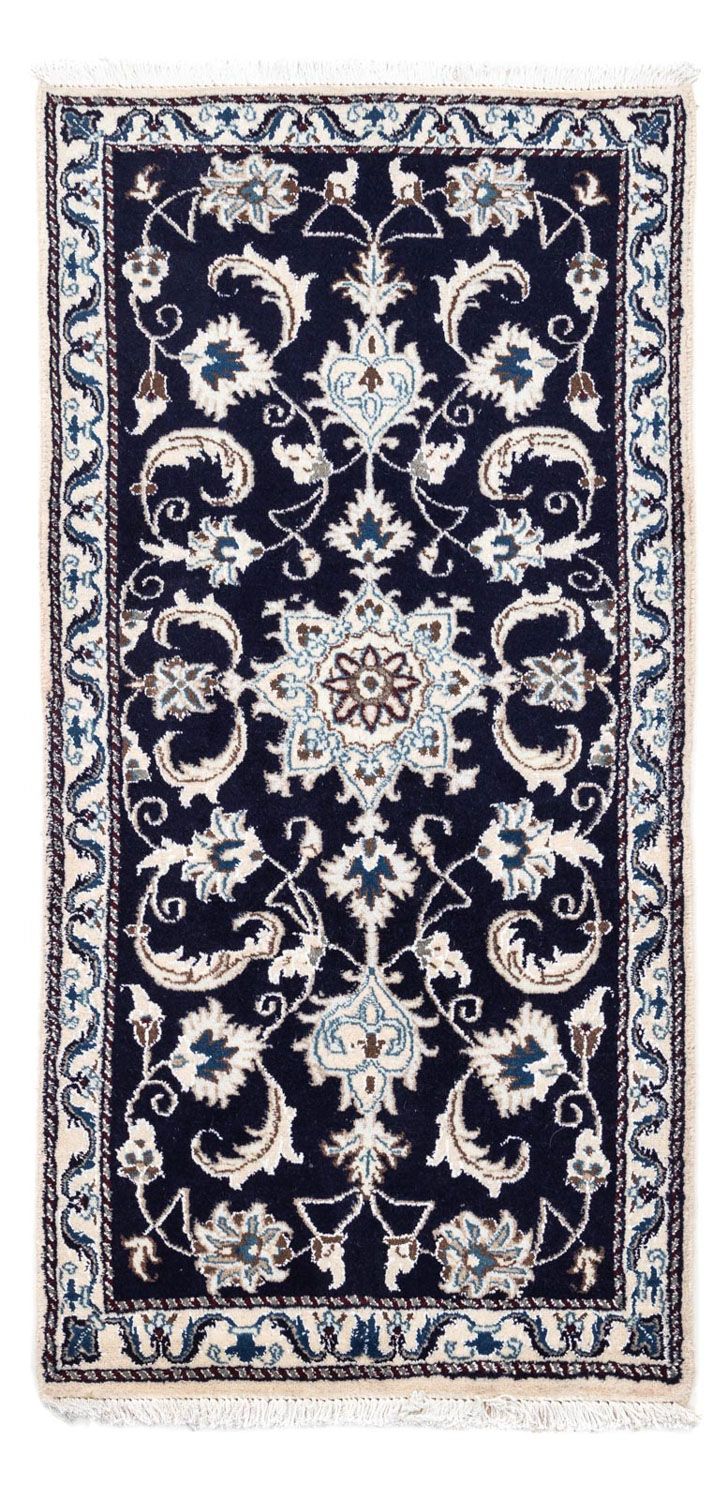 Alfombra persa - Nain - 136 x 68 cm - azul oscuro