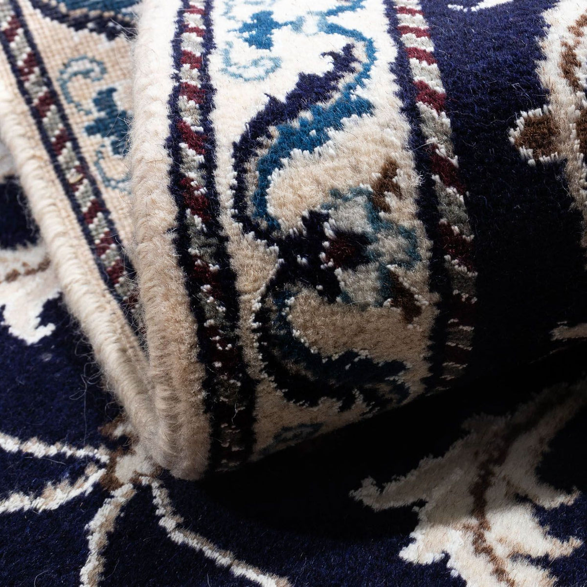 Alfombra persa - Nain - 136 x 68 cm - azul oscuro