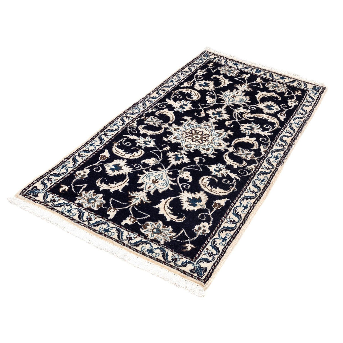 Alfombra persa - Nain - 136 x 68 cm - azul oscuro