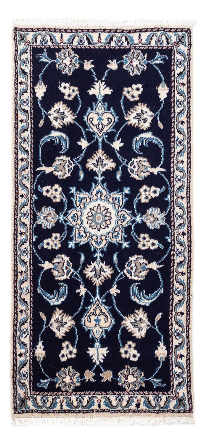 Alfombra persa - Nain - 141 x 67 cm - azul oscuro