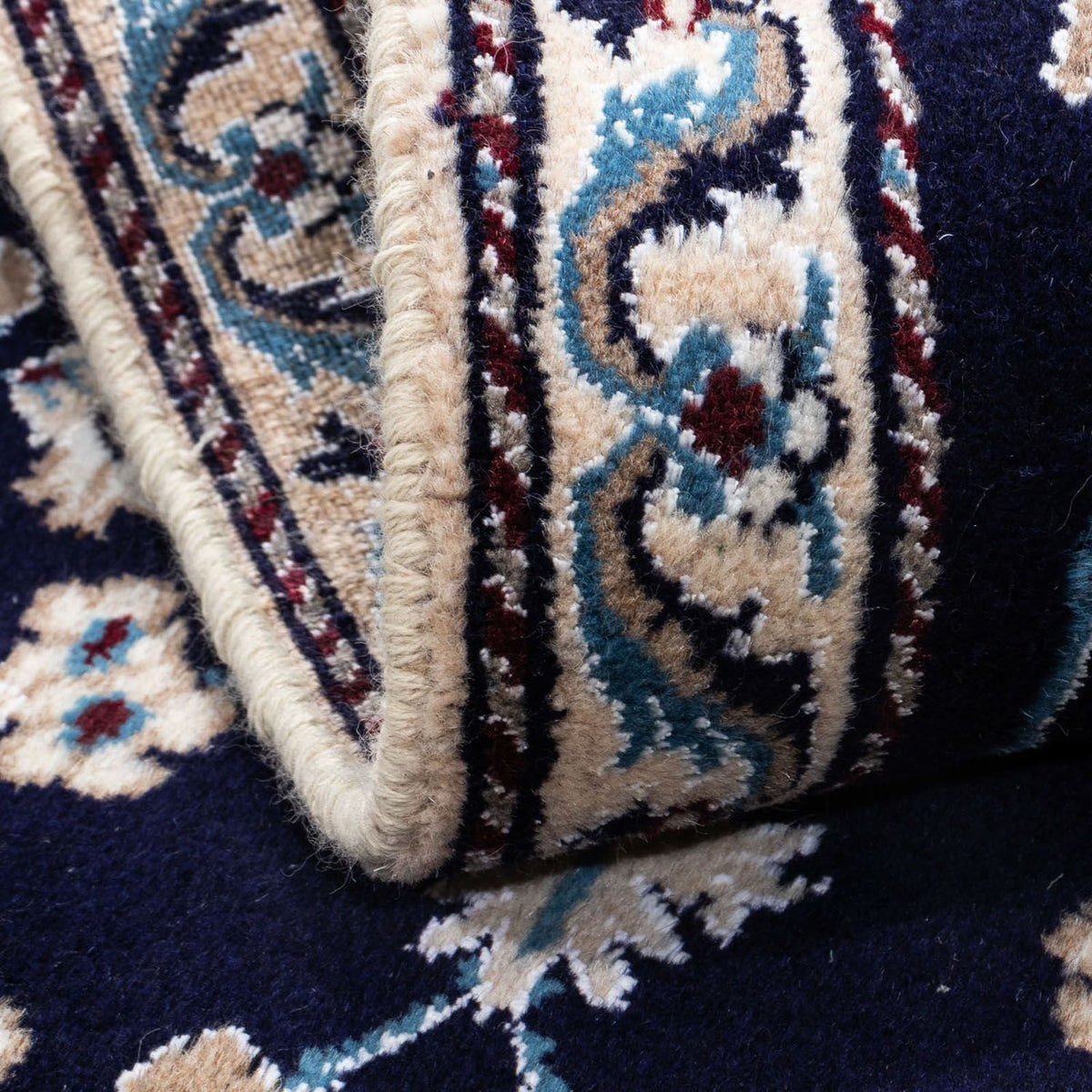 Alfombra persa - Nain - 141 x 67 cm - azul oscuro