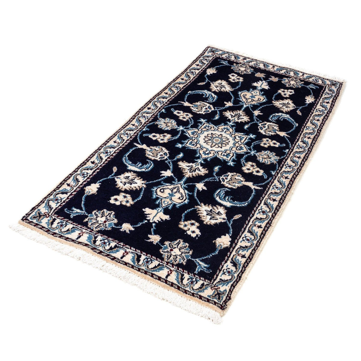 Alfombra persa - Nain - 141 x 67 cm - azul oscuro