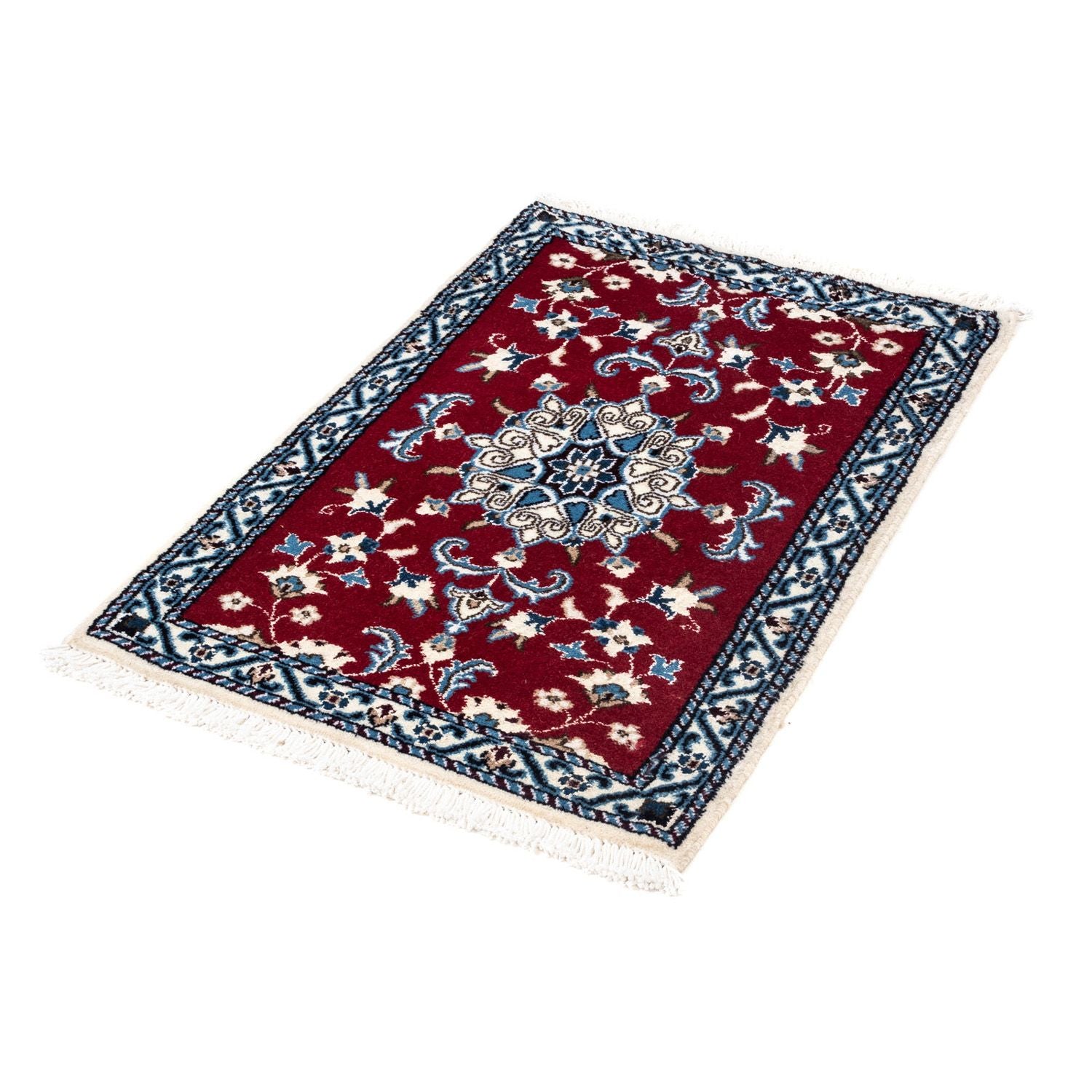 Alfombra persa - Nain - 90 x 60 cm - rojo oscuro