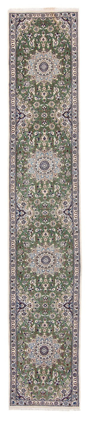 Alfombra de pasillo Alfombra Persa - Nain - Real - 410 x 62 cm - verde