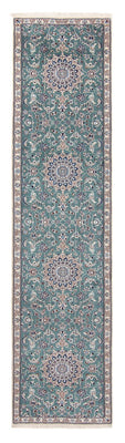 Alfombra de pasillo Alfombra Persa - Nain - Real - 394 x 88 cm - azul claro