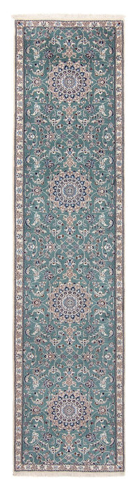 Alfombra de pasillo Alfombra Persa - Nain - Real - 394 x 88 cm - azul claro