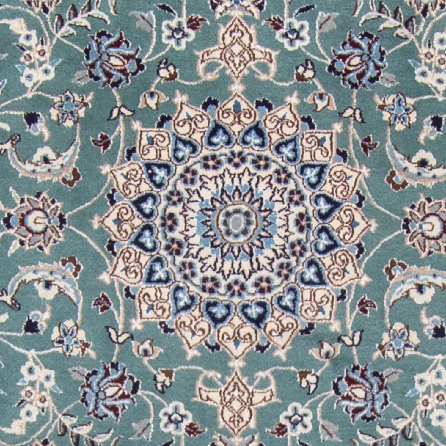 Alfombra de pasillo Alfombra Persa - Nain - Real - 394 x 88 cm - azul claro