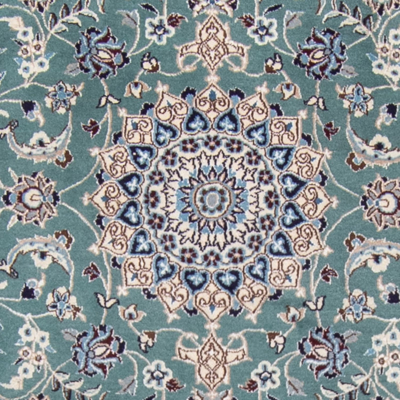 Alfombra de pasillo Alfombra Persa - Nain - Real - 394 x 88 cm - azul claro