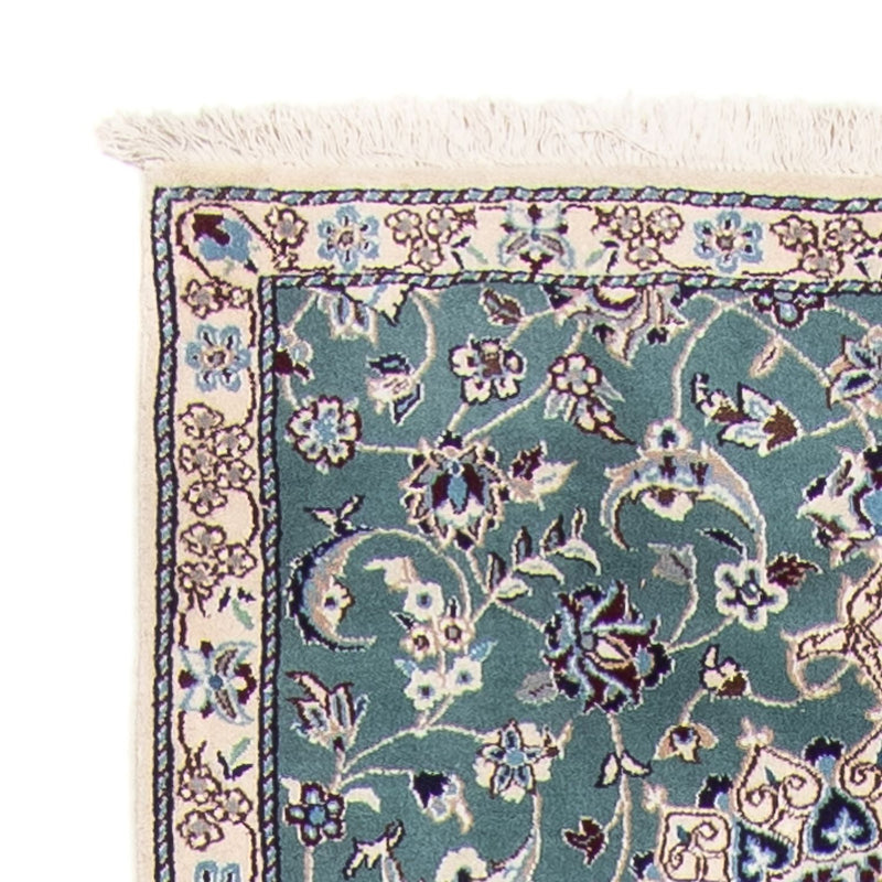 Alfombra de pasillo Alfombra Persa - Nain - Real - 394 x 88 cm - azul claro