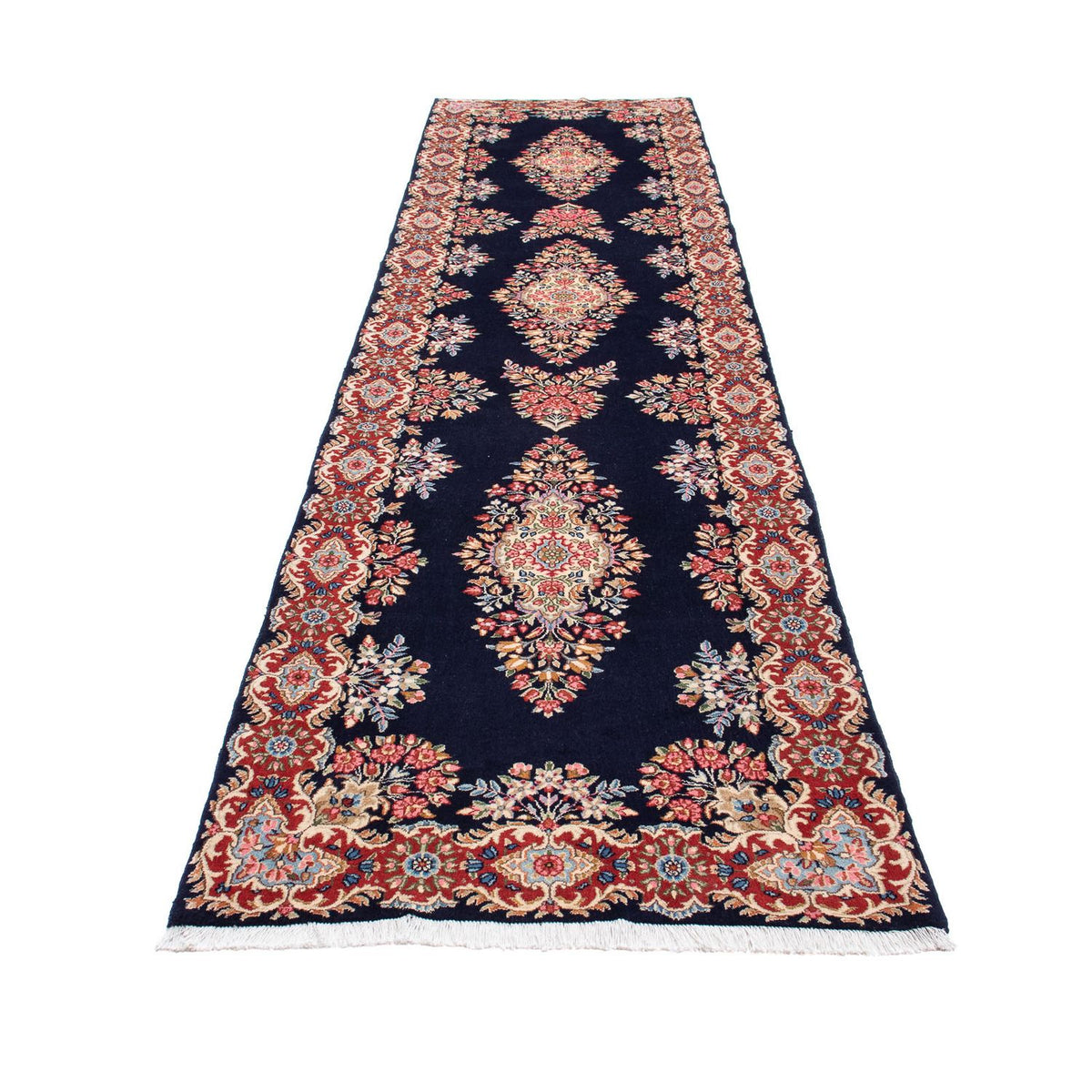 Alfombra de pasillo Alfombra persa - Real - 407 x 96 cm - azul oscuro