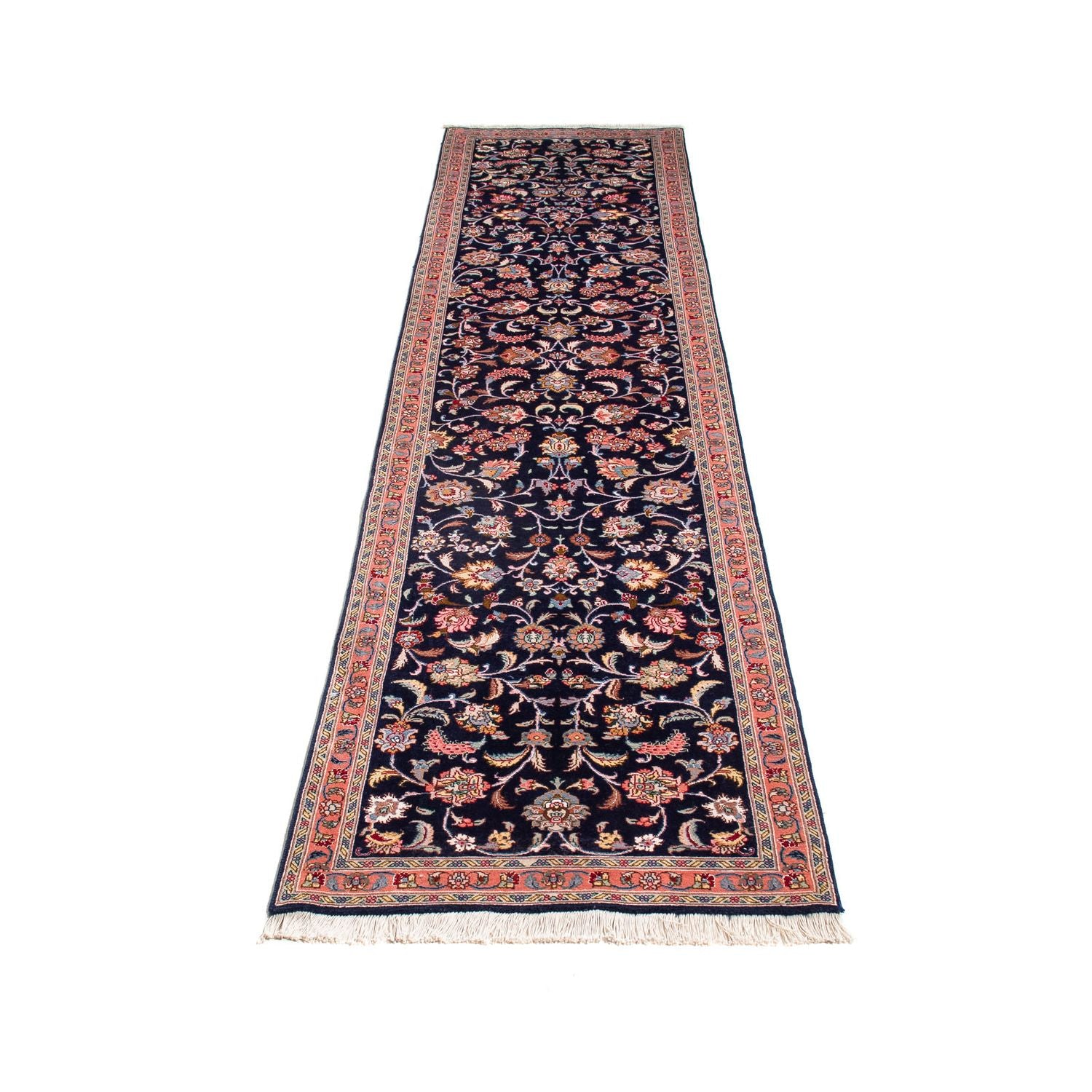 Alfombra de pasillo Alfombra Persa - Tabriz - Real - 298 x 65 cm - azul oscuro