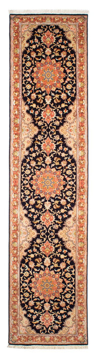 Alfombra de pasillo Alfombra Persa - Tabriz - Real - 295 x 68 cm - azul oscuro