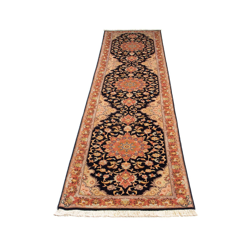 Alfombra de pasillo Alfombra Persa - Tabriz - Real - 295 x 68 cm - azul oscuro