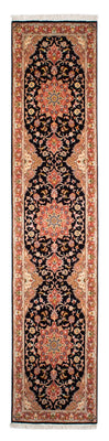 Alfombra de pasillo Alfombra Persa - Tabriz - Real - 303 x 68 cm - azul oscuro