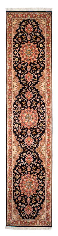 Alfombra de pasillo Alfombra Persa - Tabriz - Real - 303 x 68 cm - azul oscuro