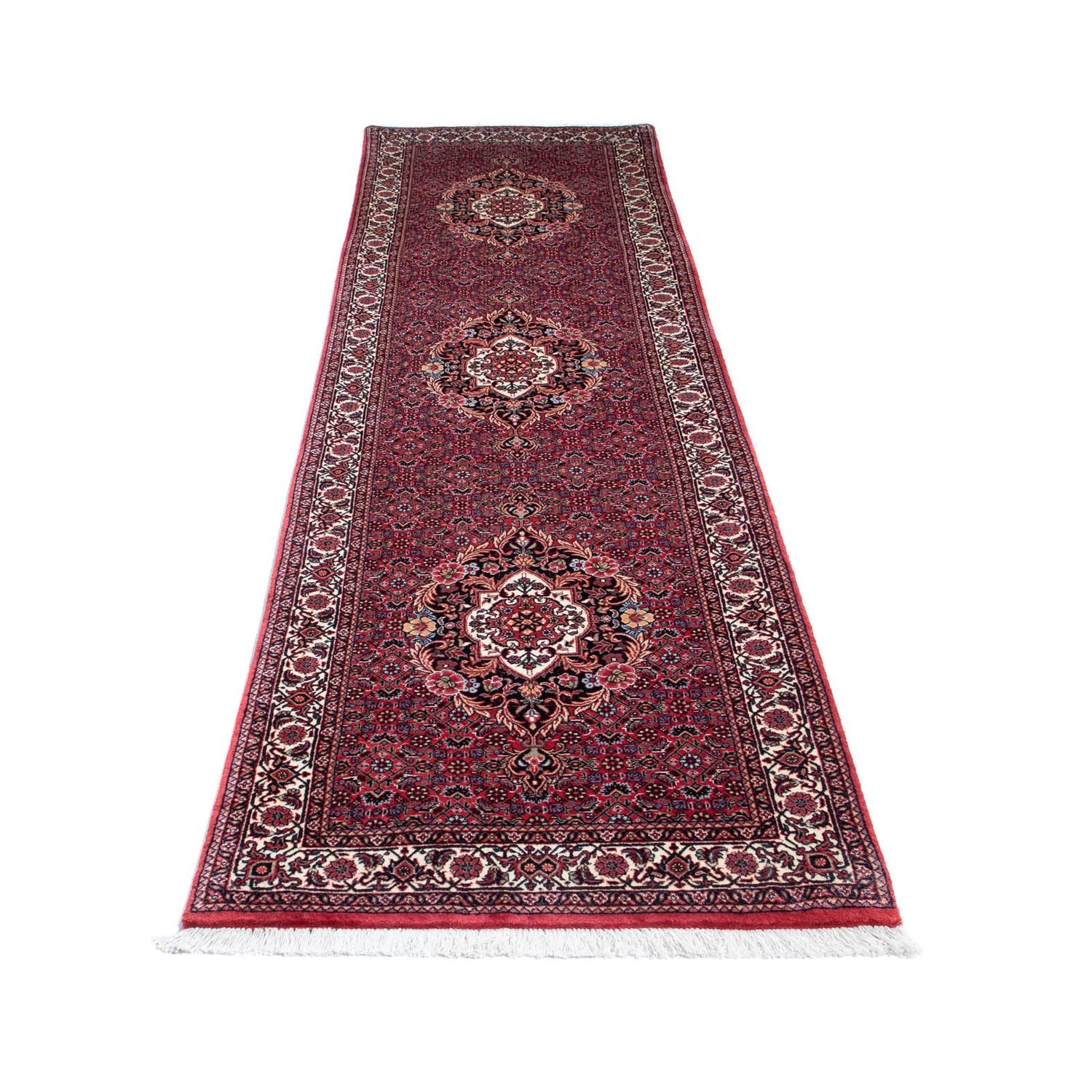 Alfombra de pasillo Alfombra persa - Bidjar - 313 x 82 cm - rojo oscuro
