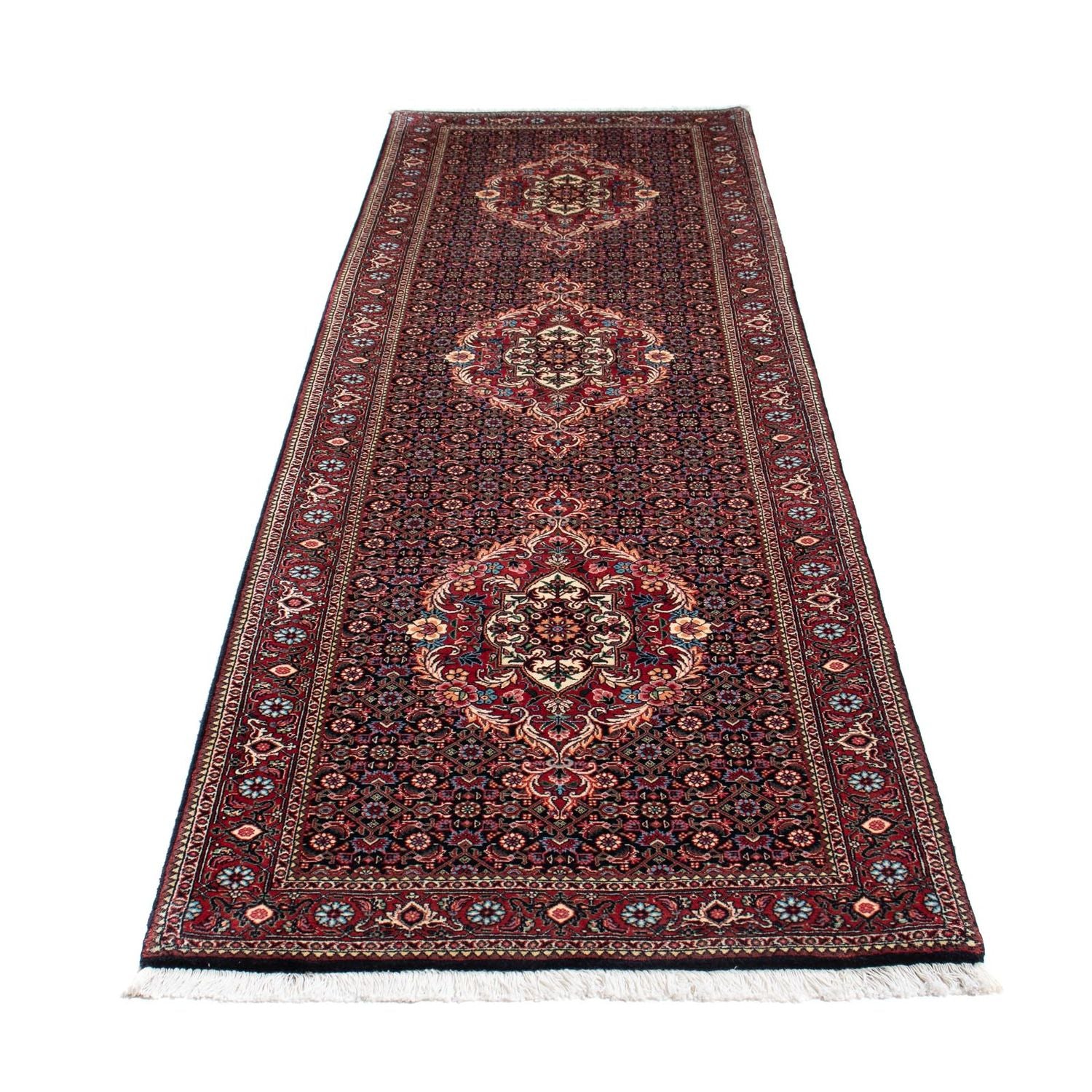 Alfombra de pasillo Alfombra persa - Bidjar - 298 x 82 cm - azul oscuro