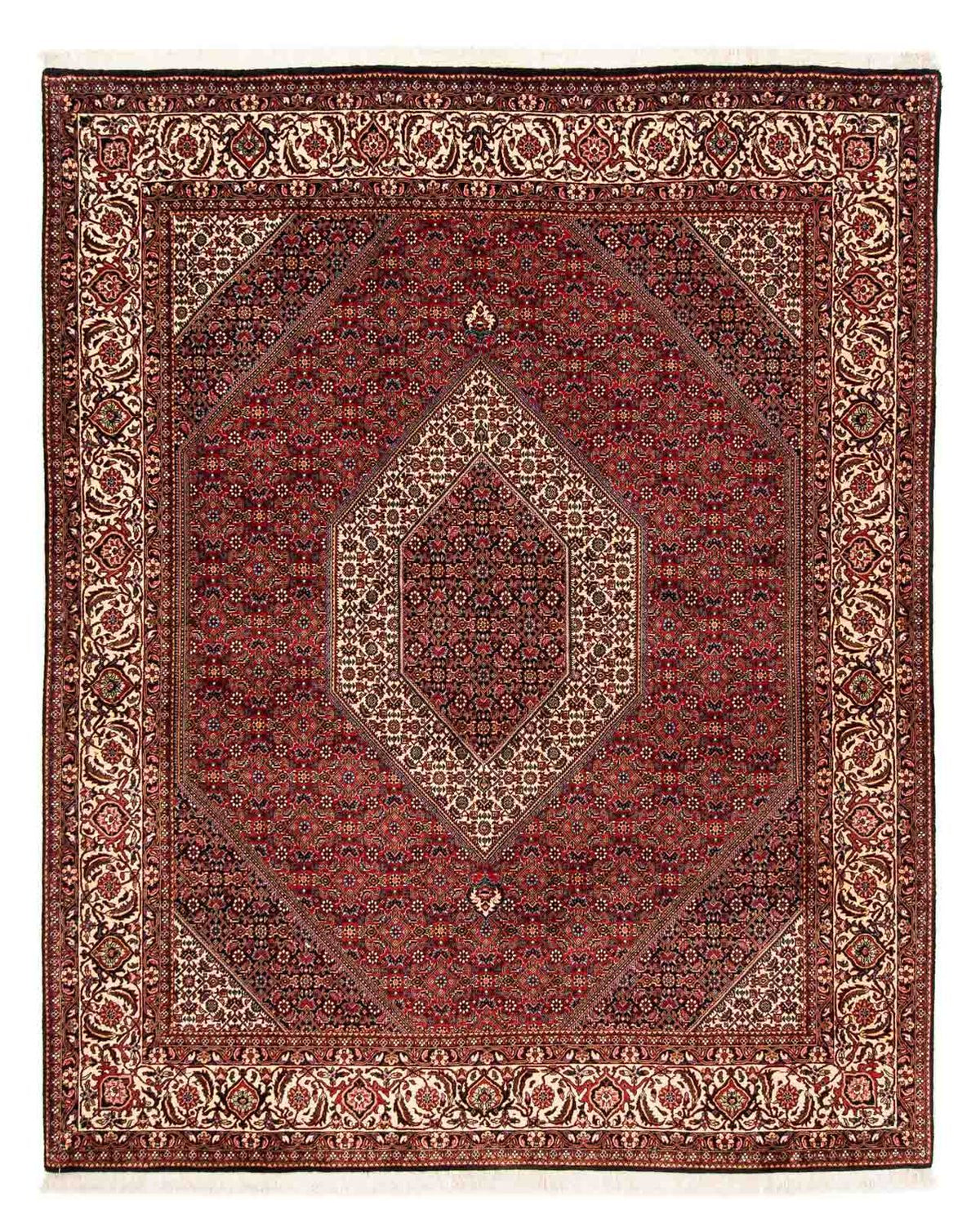 Alfombra persa - Bidjar - 244 x 200 cm - rojo oscuro