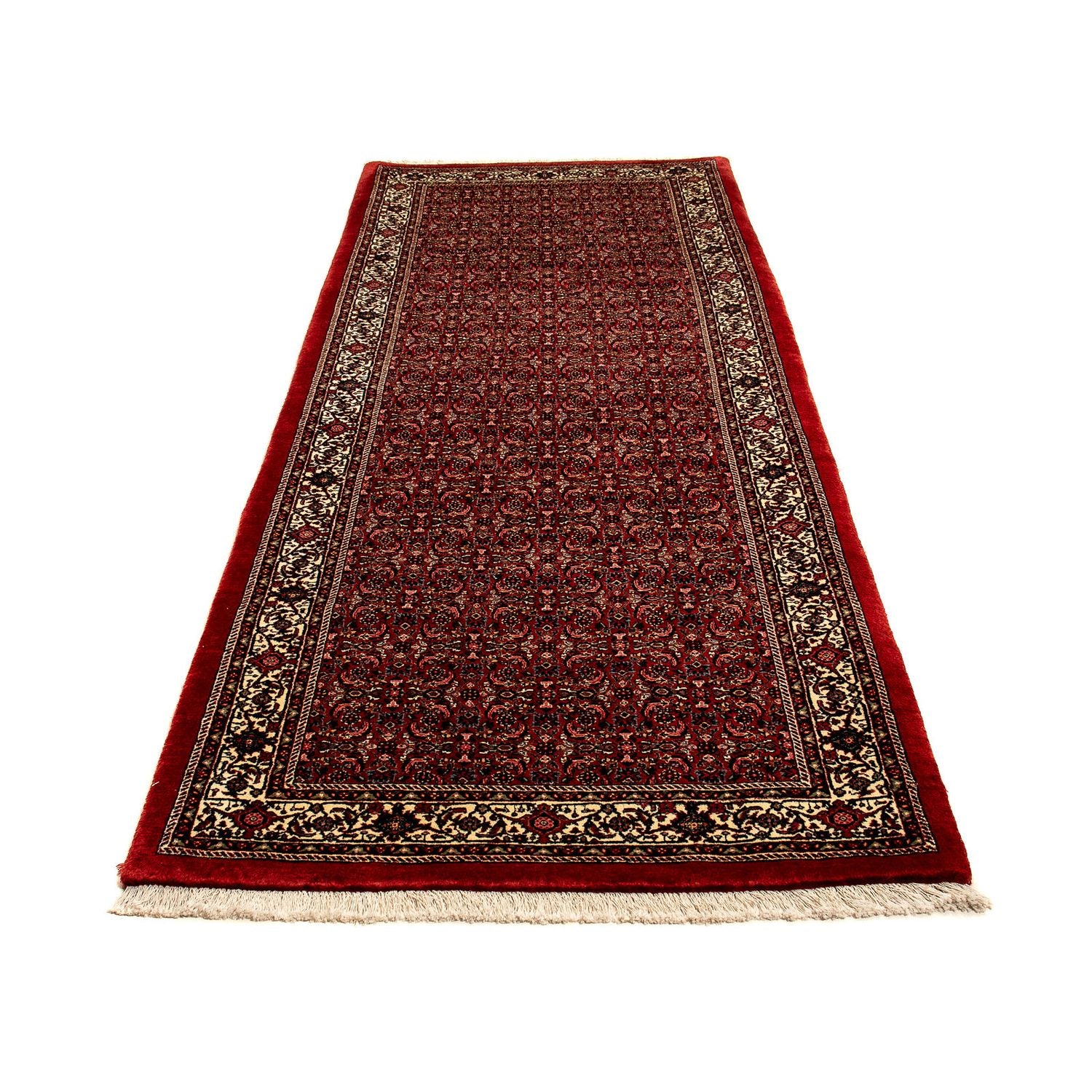 Alfombra de pasillo Alfombra persa - Bidjar - 293 x 100 cm - rojo oscuro