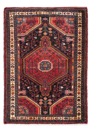 Alfombra persa - Nómada - 127 x 90 cm - rojo oscuro