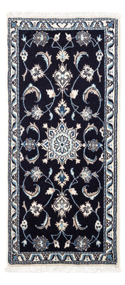 Alfombra persa - Nain - 142 x 62 cm - azul oscuro