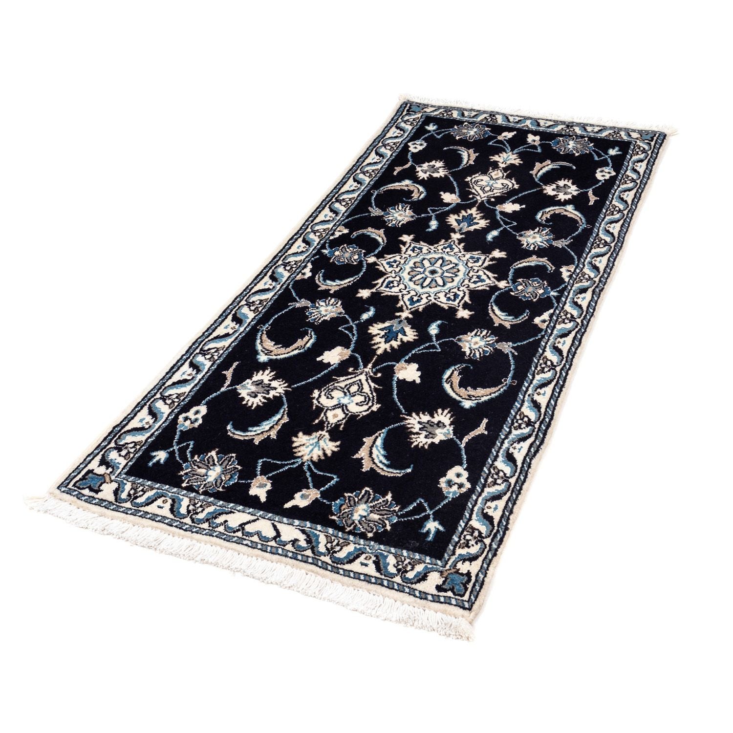 Alfombra persa - Nain - 142 x 62 cm - azul oscuro