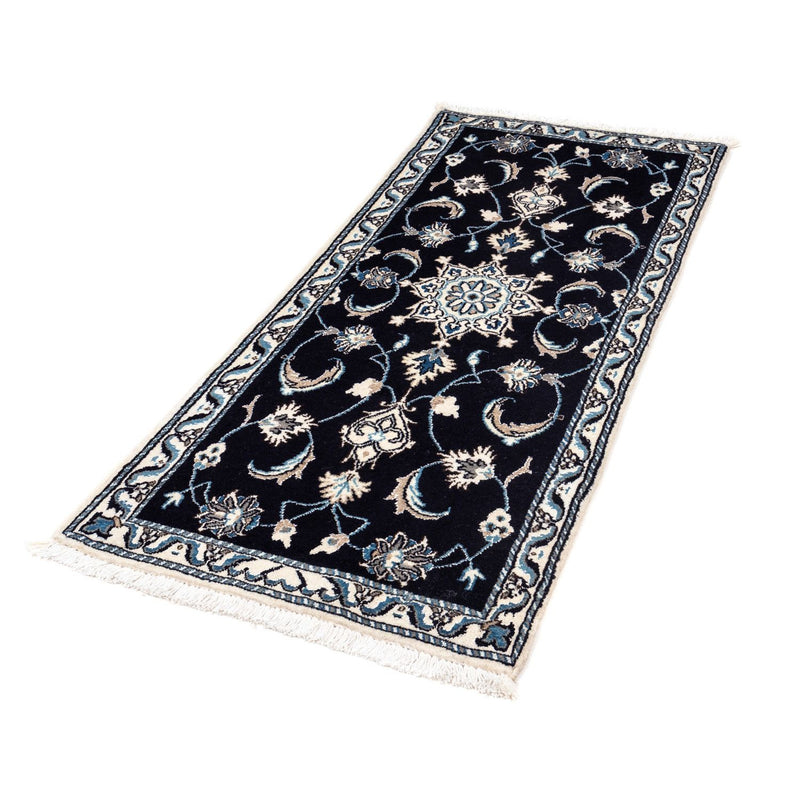 Alfombra persa - Nain - 142 x 62 cm - azul oscuro