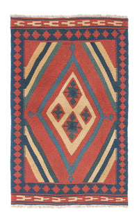 Alfombra Kelim - Oriental - 150 x 97 cm - rojo oscuro