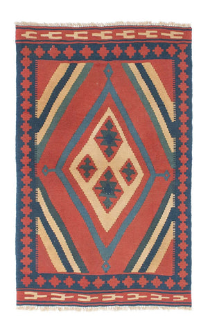 Alfombra Kelim - Oriental - 150 x 97 cm - rojo oscuro