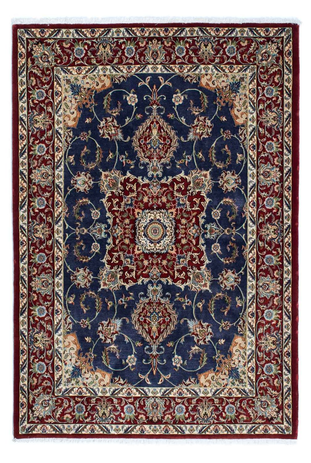 Alfombra persa - Ghom - 193 x 133 cm - azul oscuro
