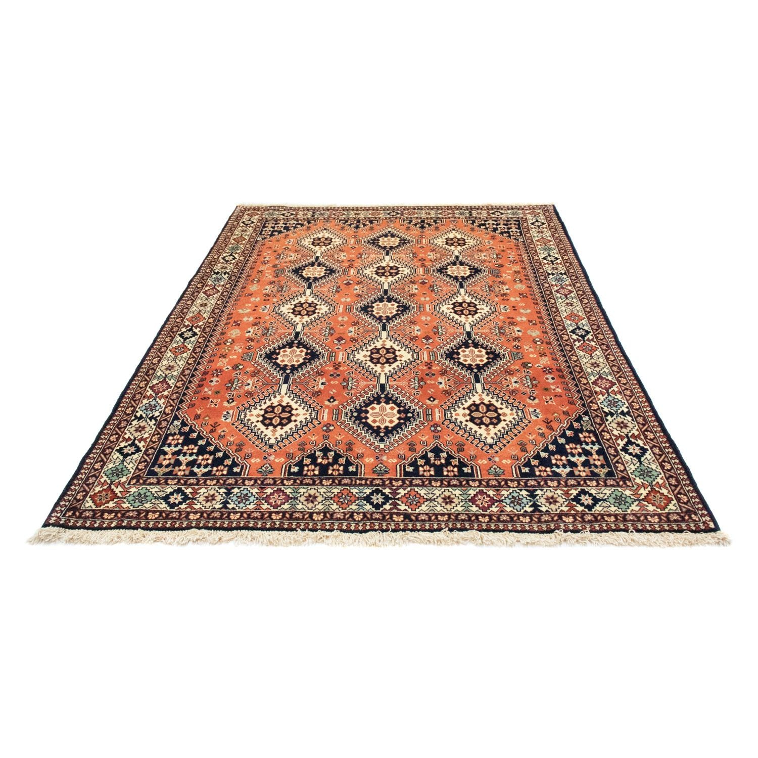 Alfombra persa - Nómada - 226 x 155 cm - salmón