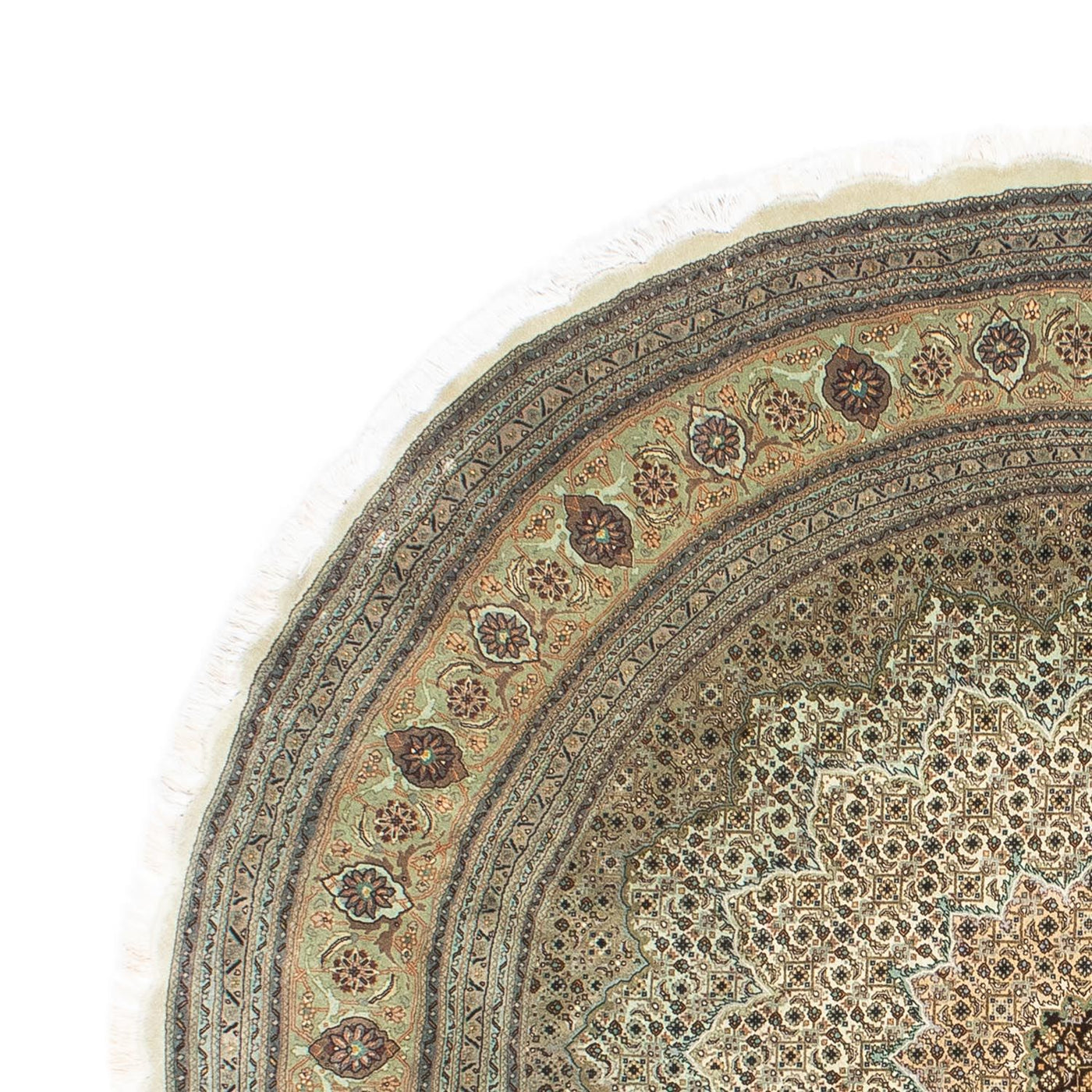 Alfombra Persa - Tabriz - Real redondo  - 195 x 195 cm - beige