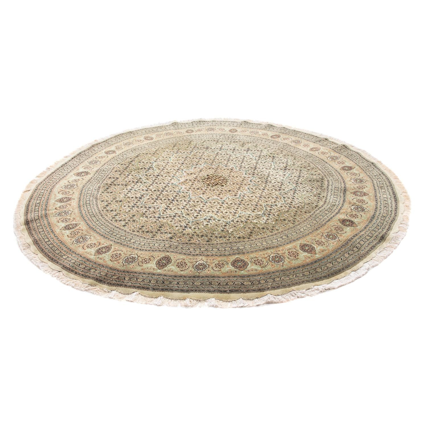 Alfombra Persa - Tabriz - Real redondo  - 195 x 195 cm - beige