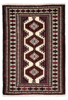 Alfombra Turkaman - 135 x 90 cm - rojo oscuro