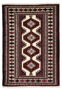 Alfombra Turkaman - 135 x 90 cm - rojo oscuro