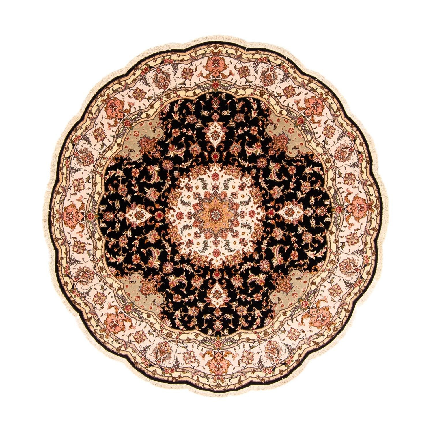 Alfombra Persa - Tabriz - Real redondo  - 208 x 208 cm - azul oscuro