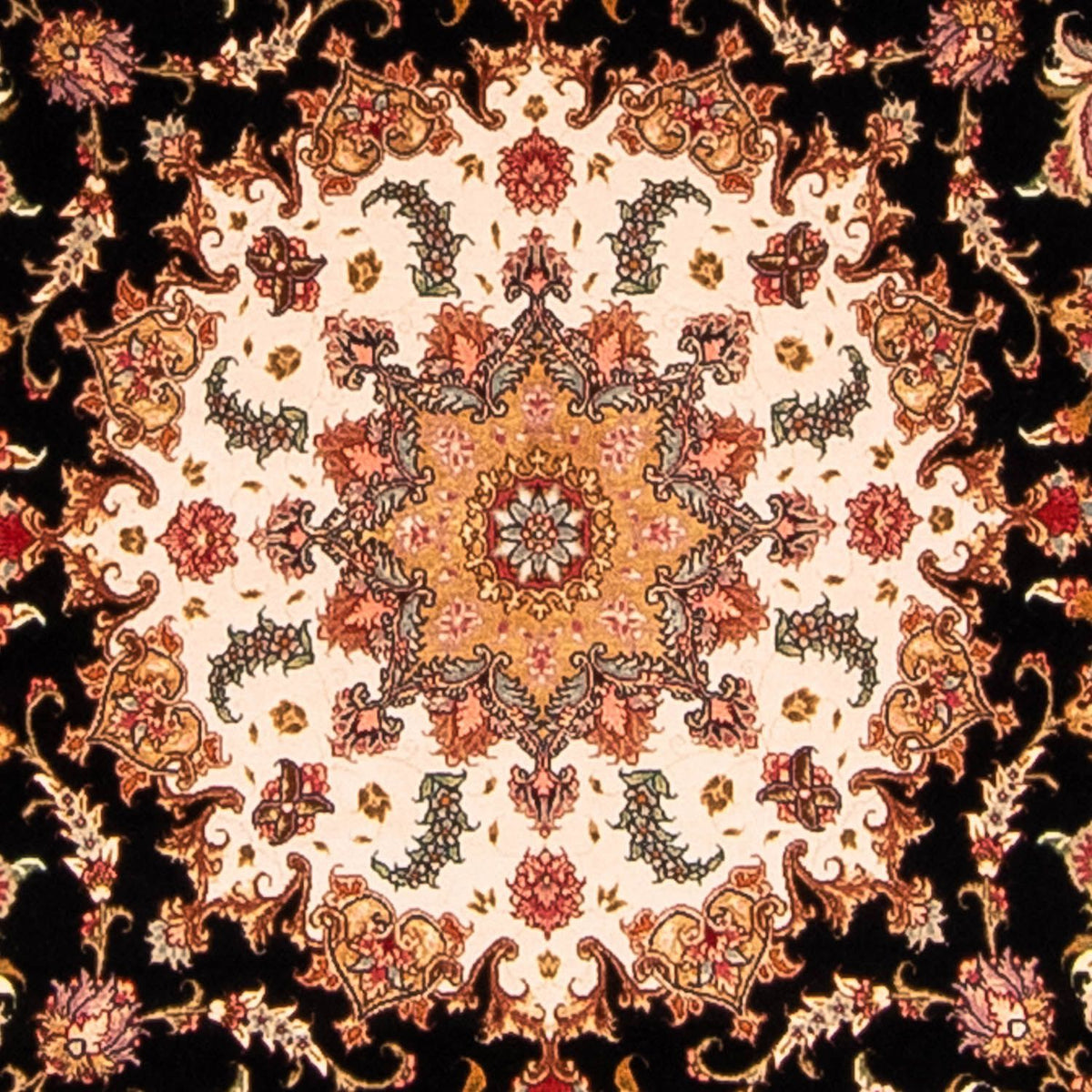 Alfombra Persa - Tabriz - Real redondo  - 208 x 208 cm - azul oscuro